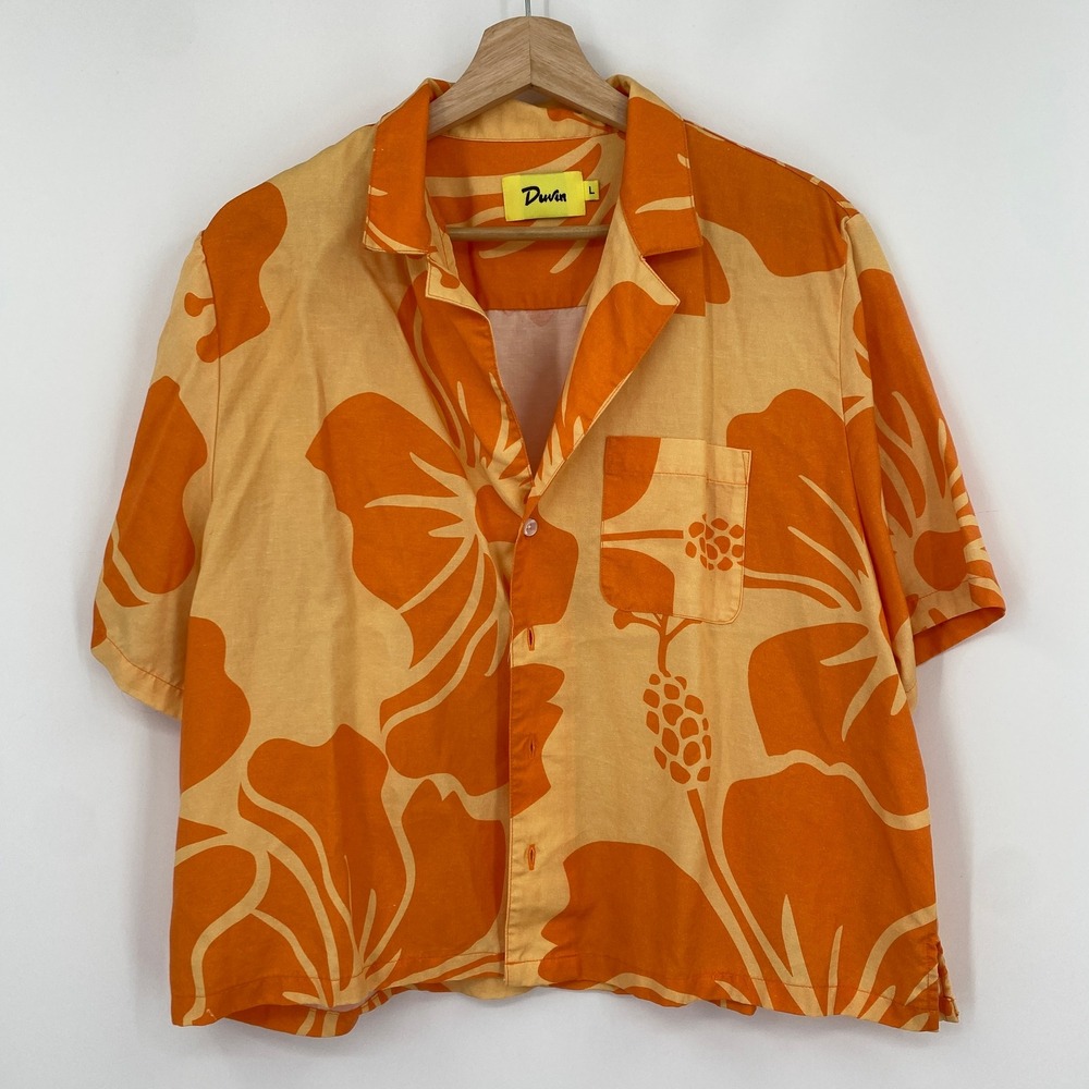 Duvin Hibiscus Crop Buttonup - Sunburnt - Picture 3 of 7